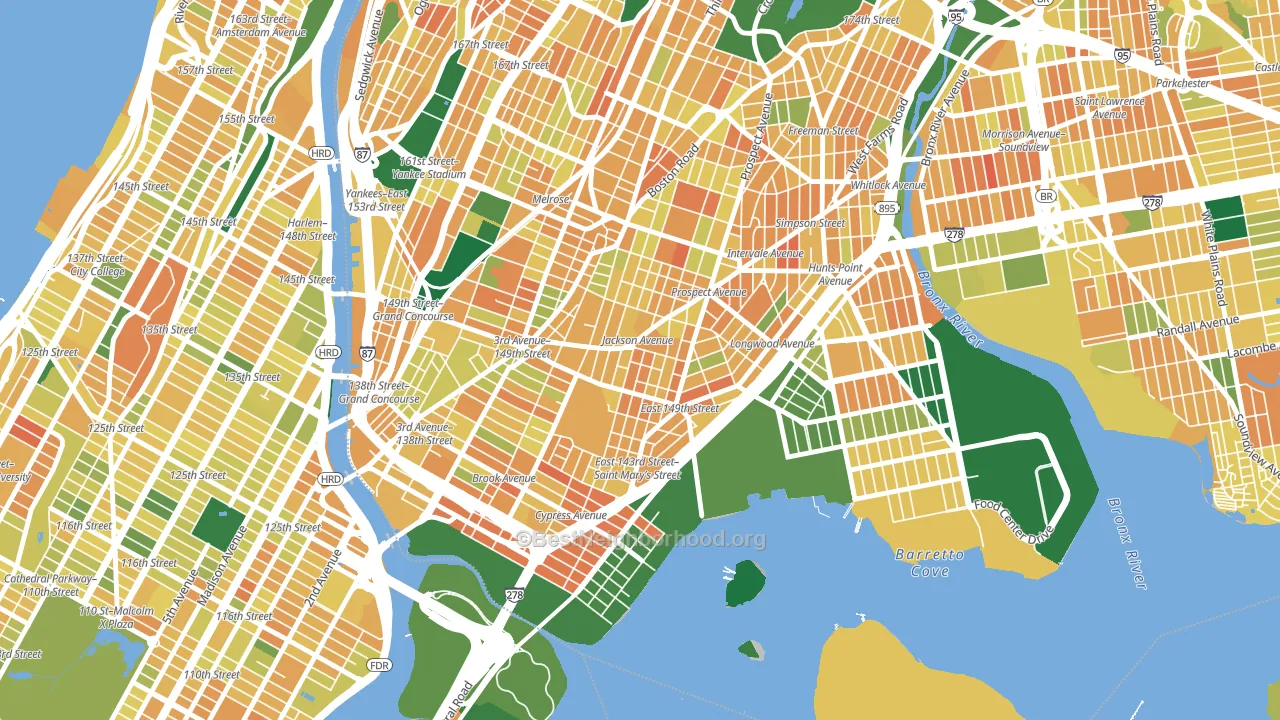 10455, NY block-group voter-turnout map