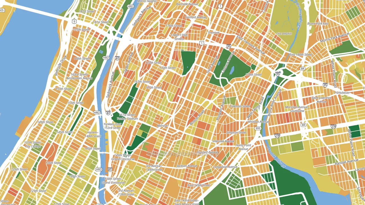 10456, NY block-group voter-turnout map