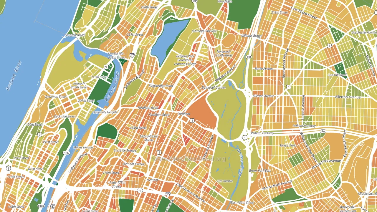 10458, NY block-group voter-turnout map