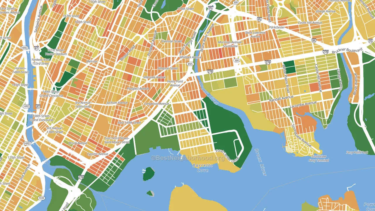 10474, NY block-group voter-turnout map