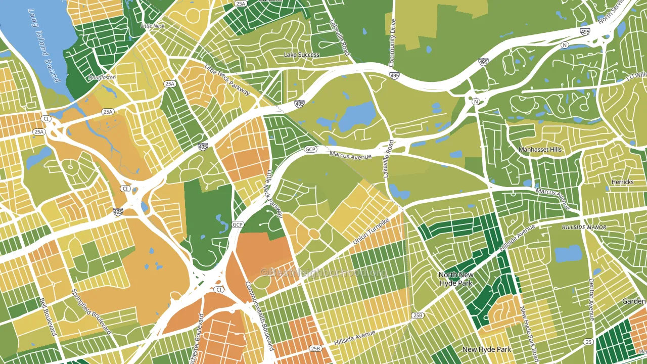 11005, NY block-group voter-turnout map