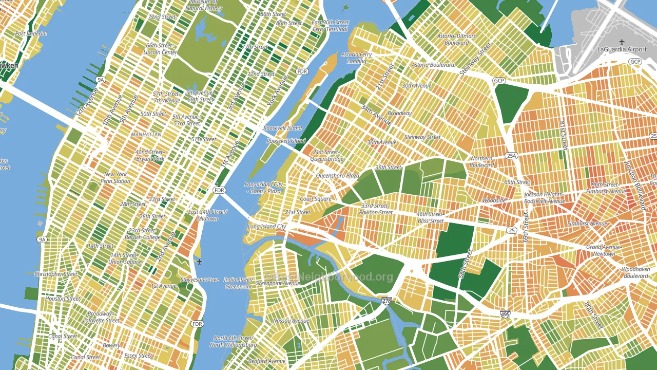 11101, NY block-group voter-turnout map