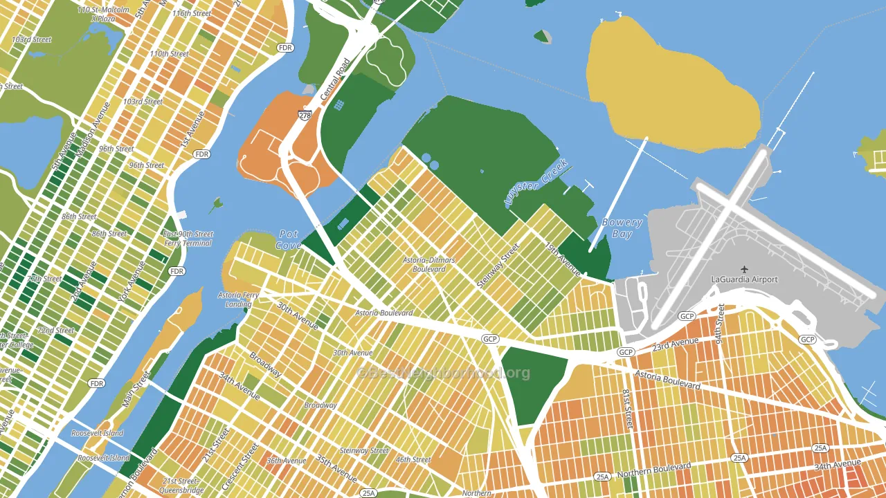11105, NY block-group voter-turnout map