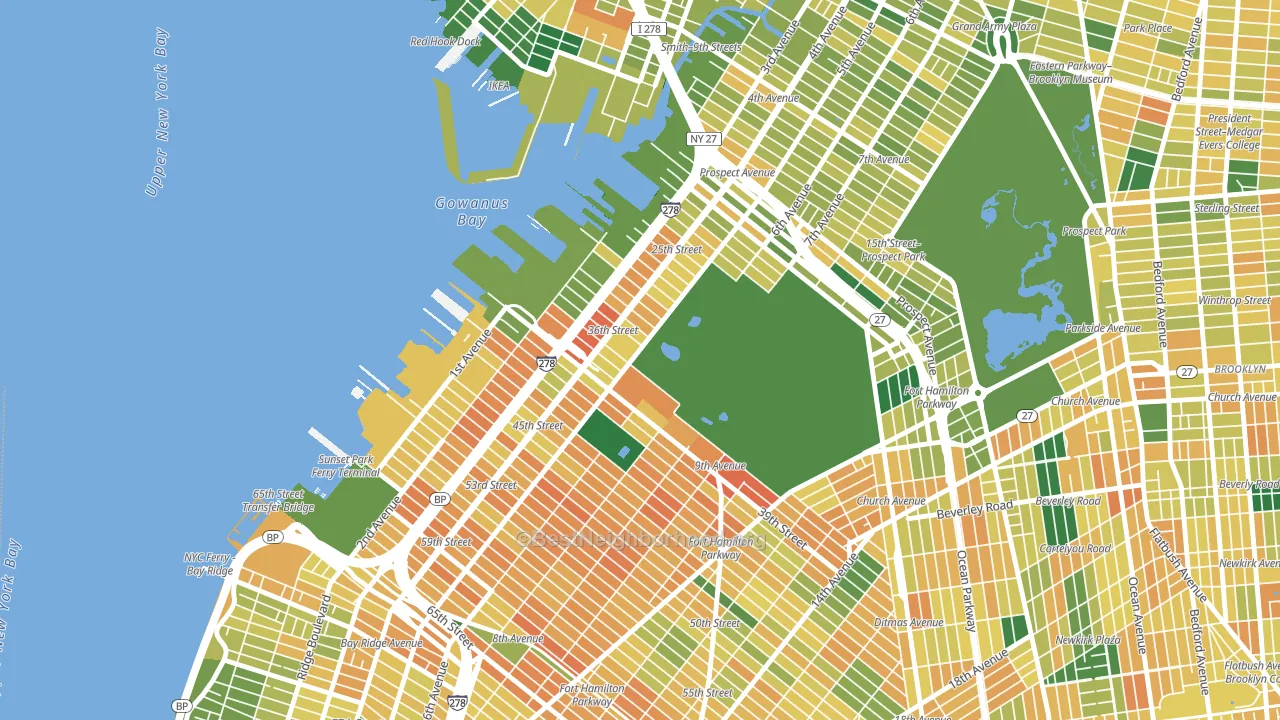 11232, NY block-group voter-turnout map