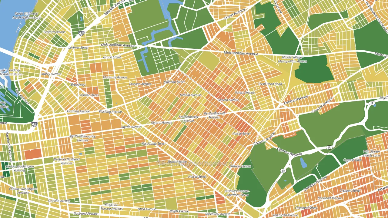 11237, NY block-group voter-turnout map