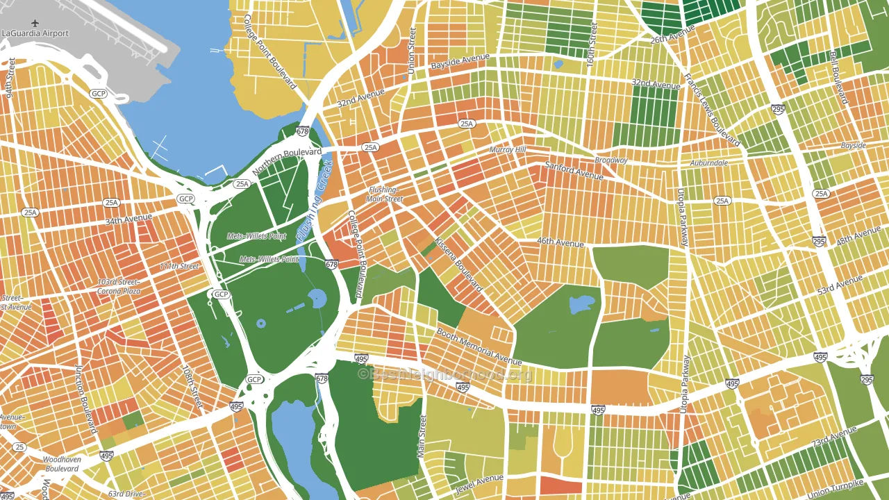 11355, NY block-group voter-turnout map