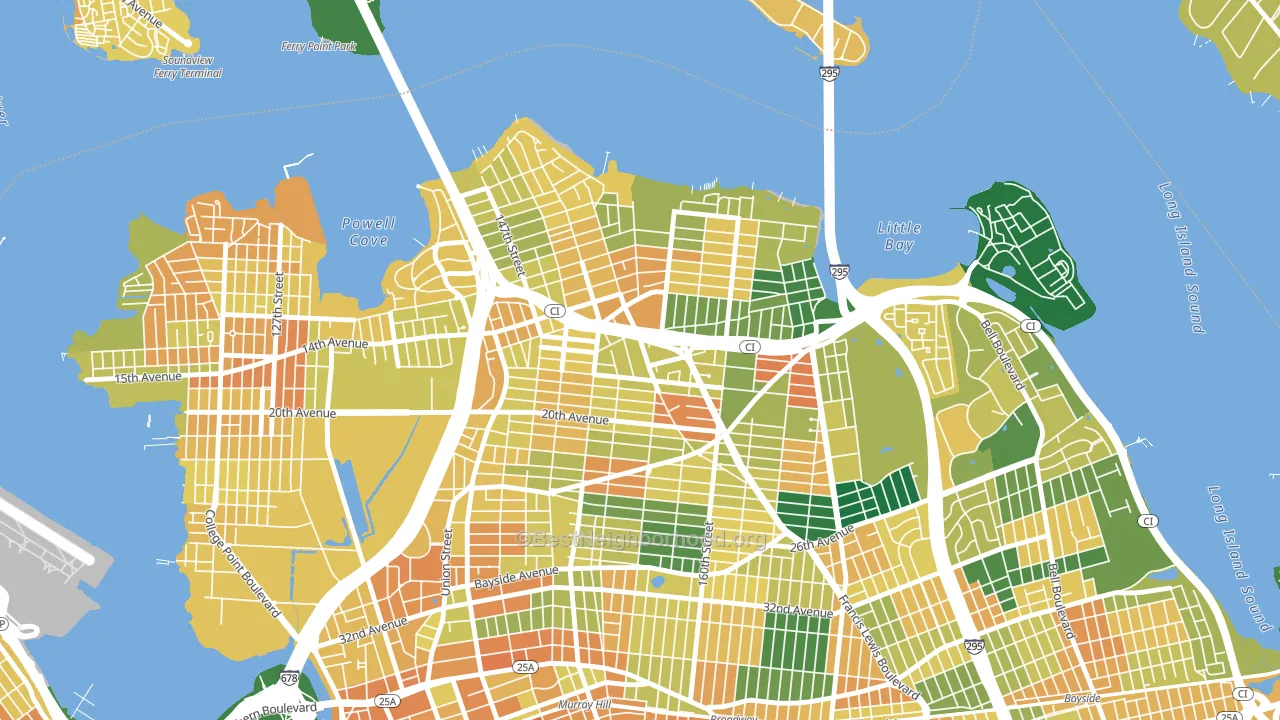 11357, NY block-group voter-turnout map