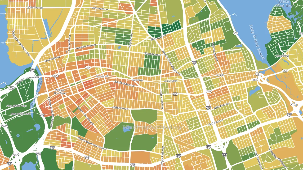 11358, NY block-group voter-turnout map