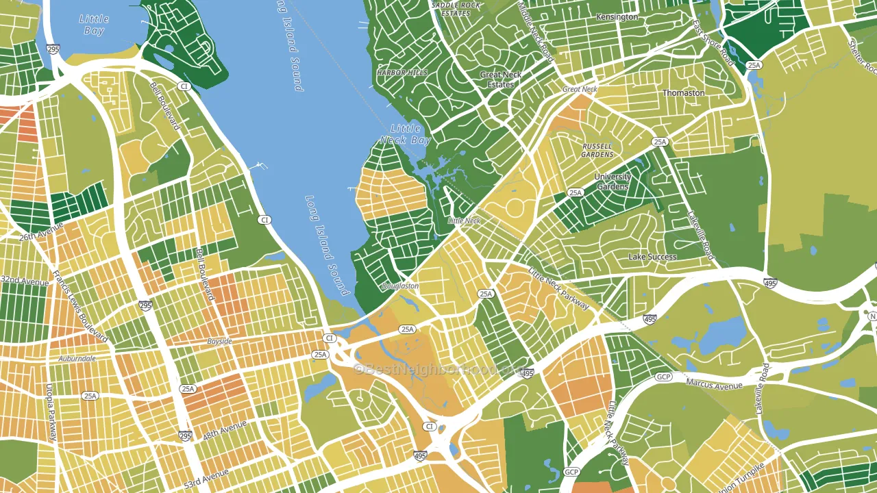 11363, NY block-group voter-turnout map