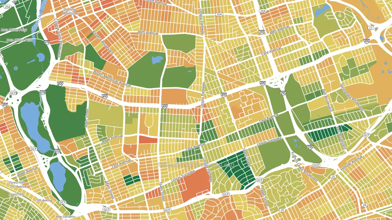 11365, NY block-group voter-turnout map