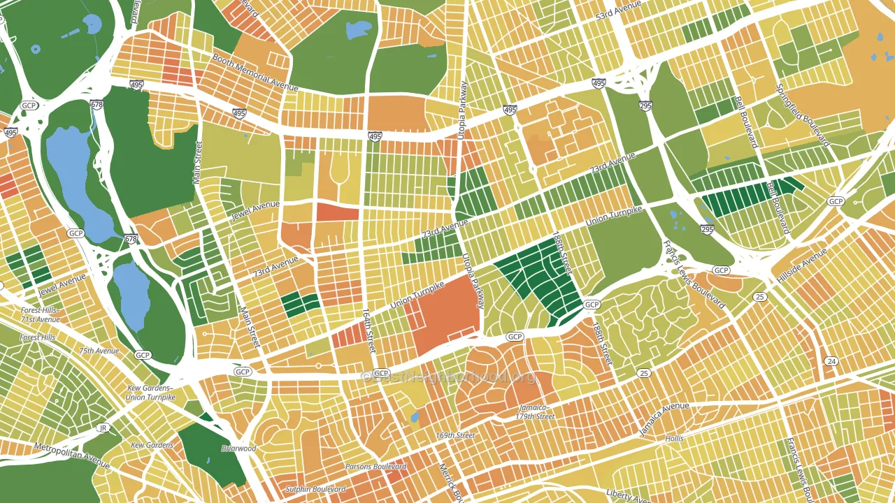 11366, NY block-group voter-turnout map