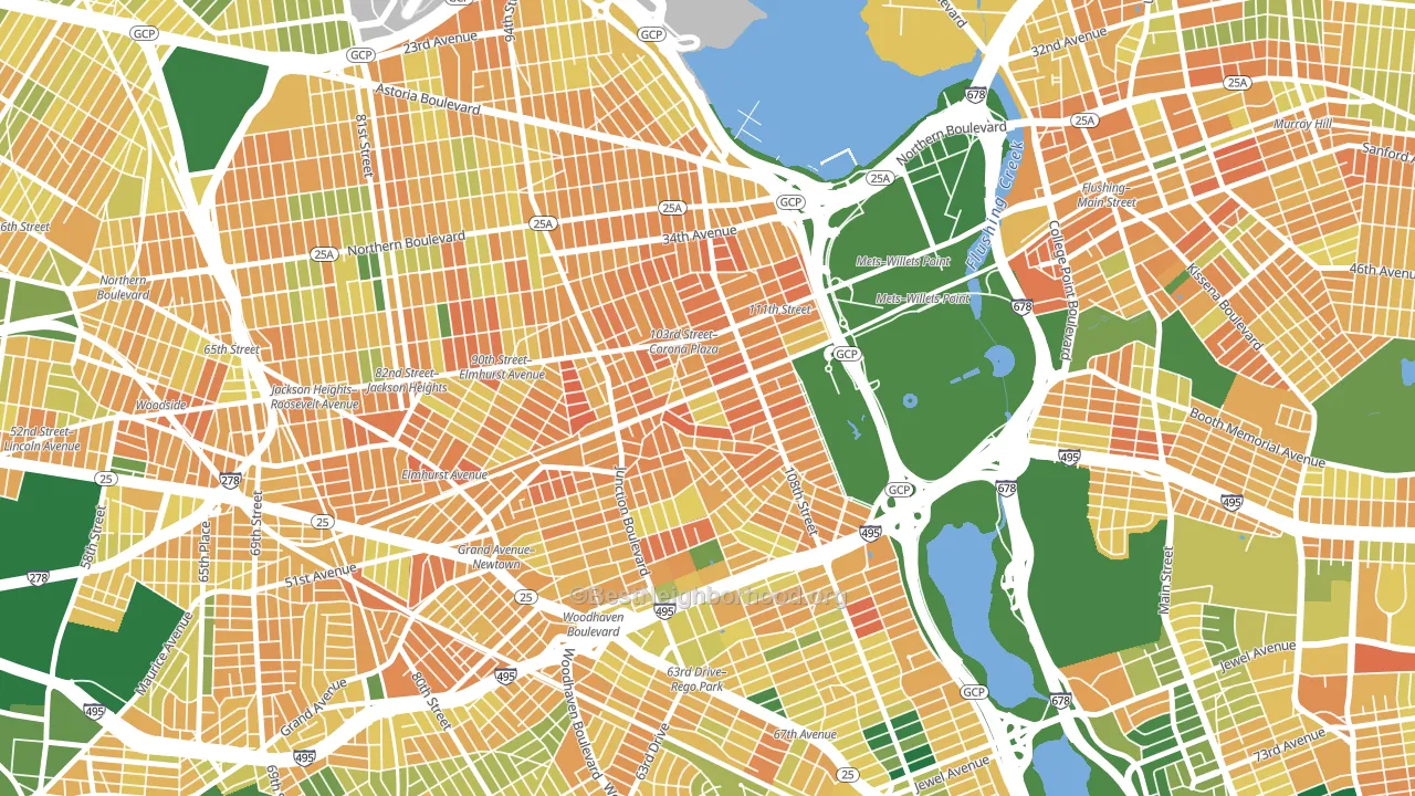 11368, NY block-group voter-turnout map