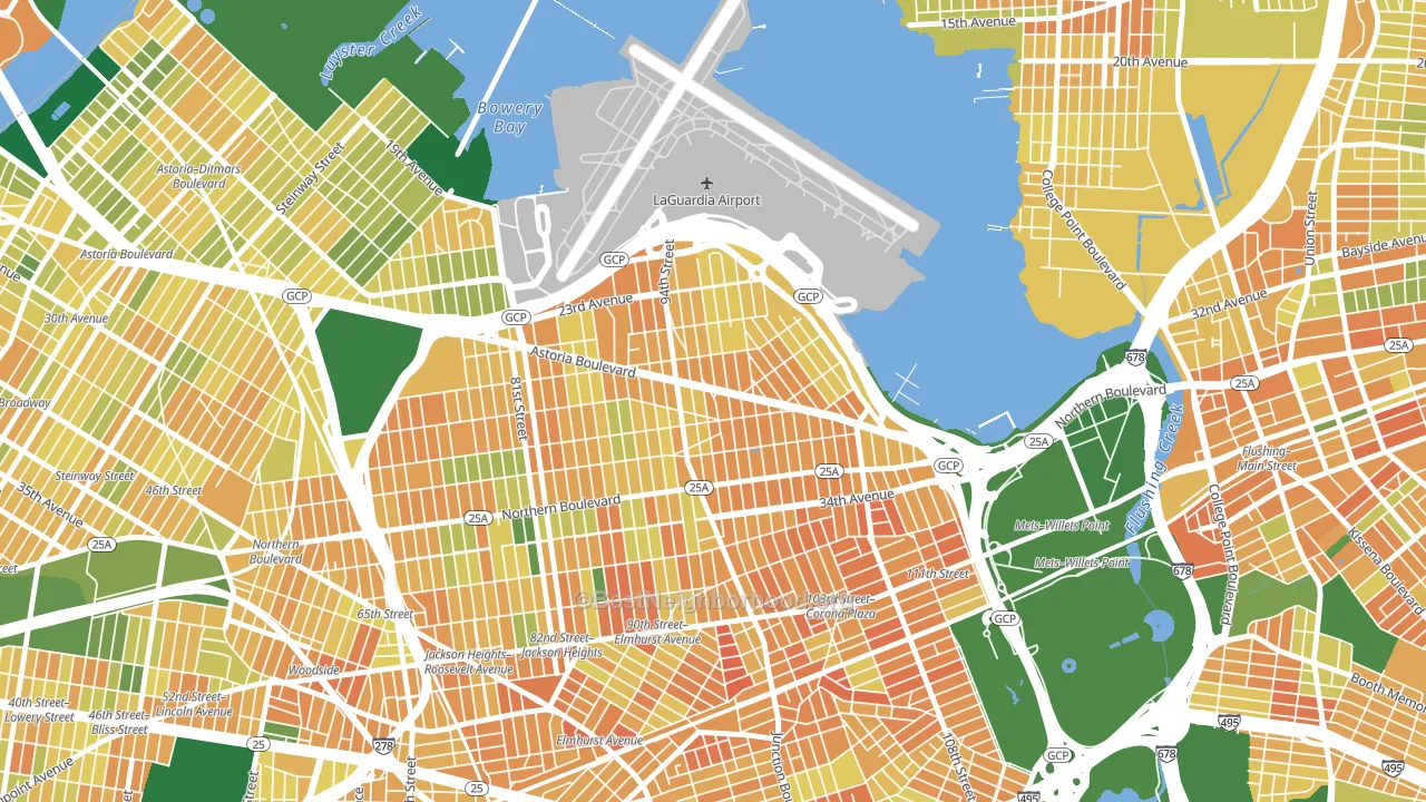 11369, NY block-group voter-turnout map