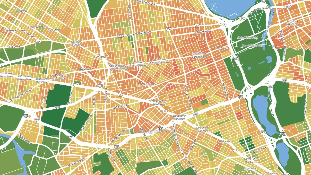11373, NY block-group voter-turnout map