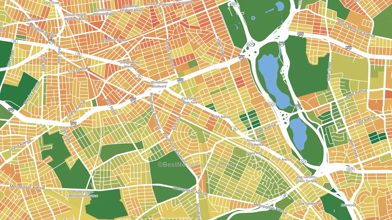 11374, NY block-group voter-turnout map