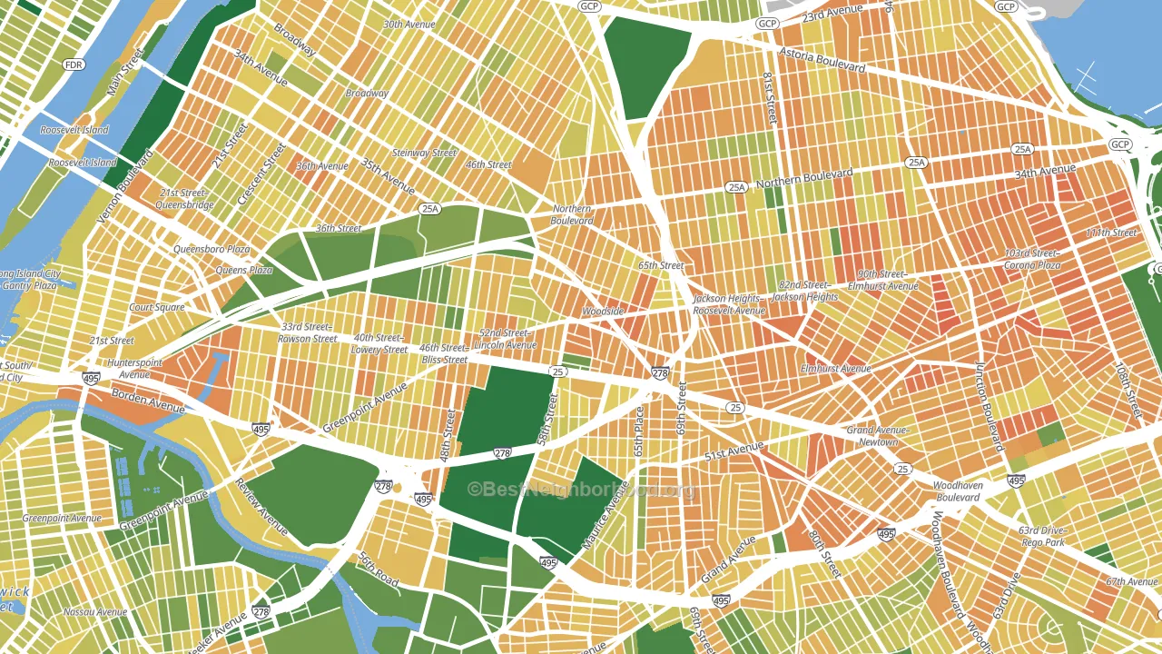 11377, NY block-group voter-turnout map