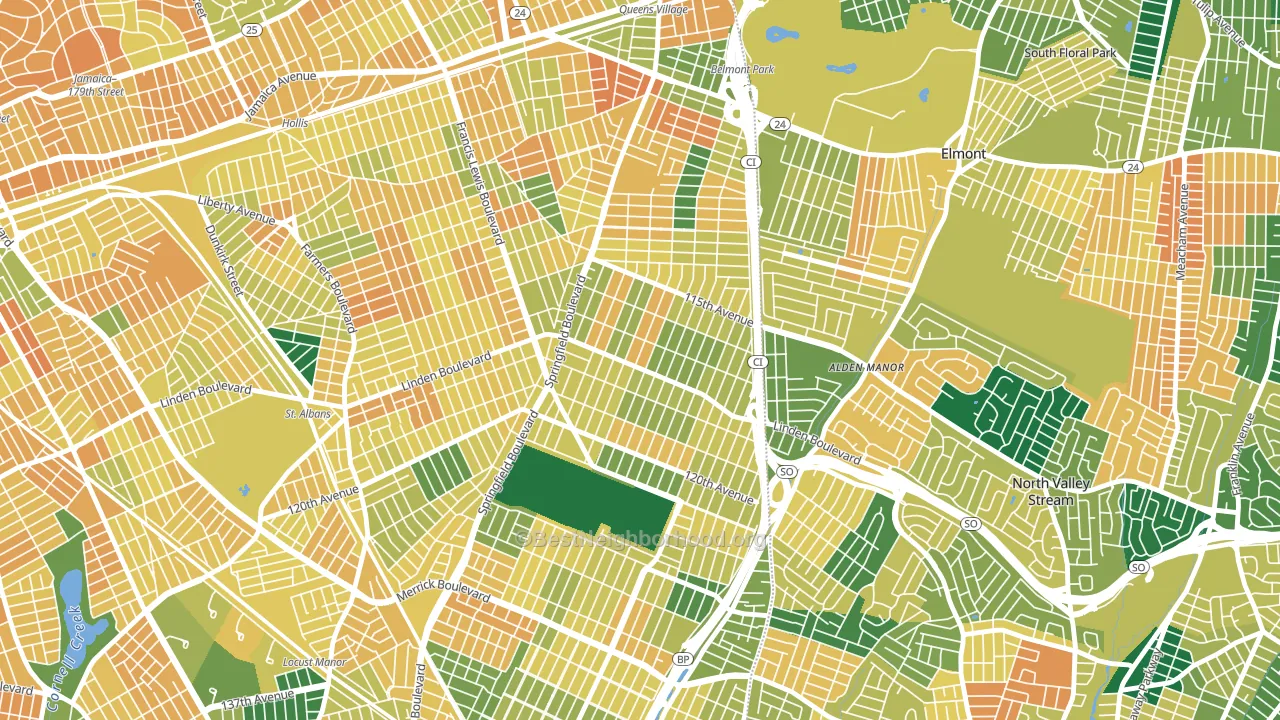 11411, NY block-group voter-turnout map