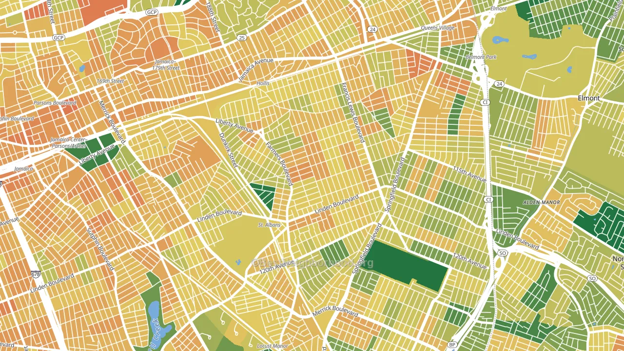 11412, NY block-group voter-turnout map