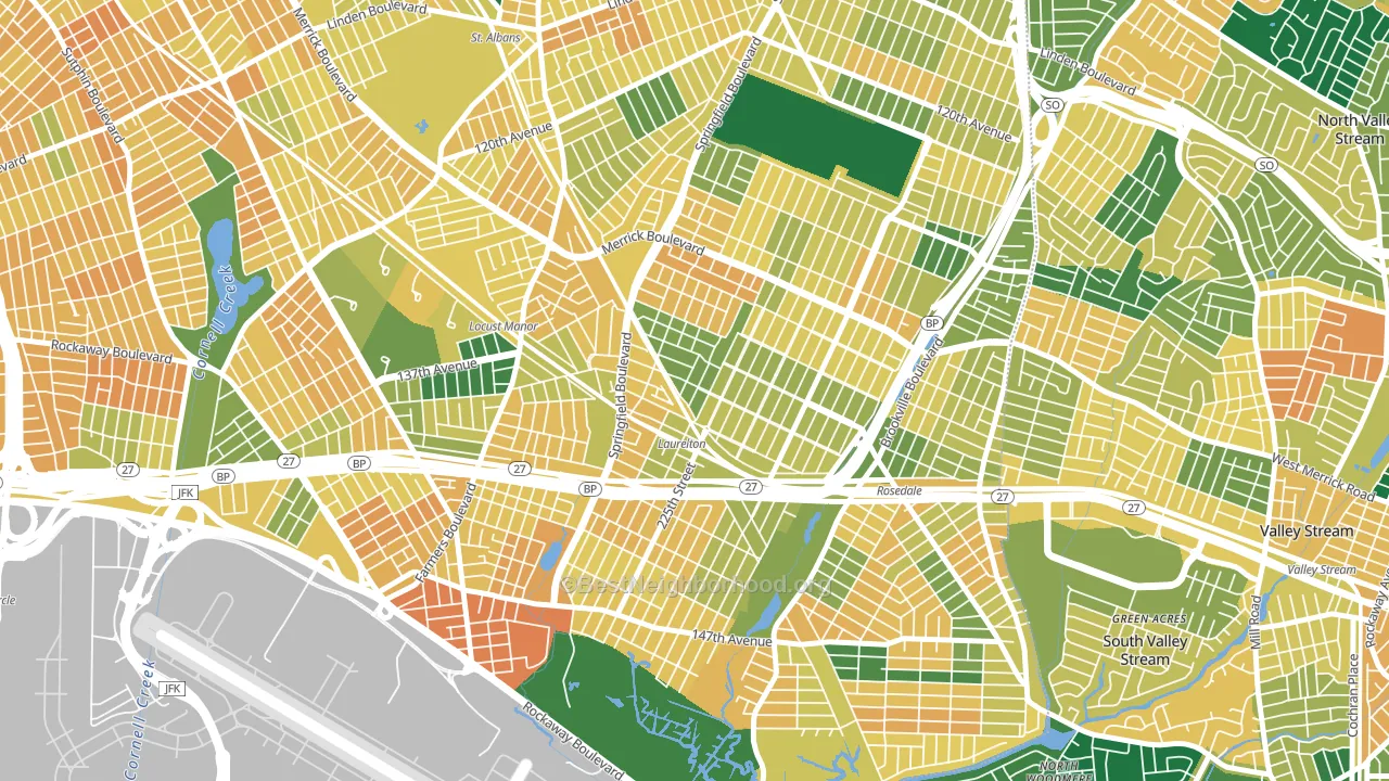11413, NY block-group voter-turnout map