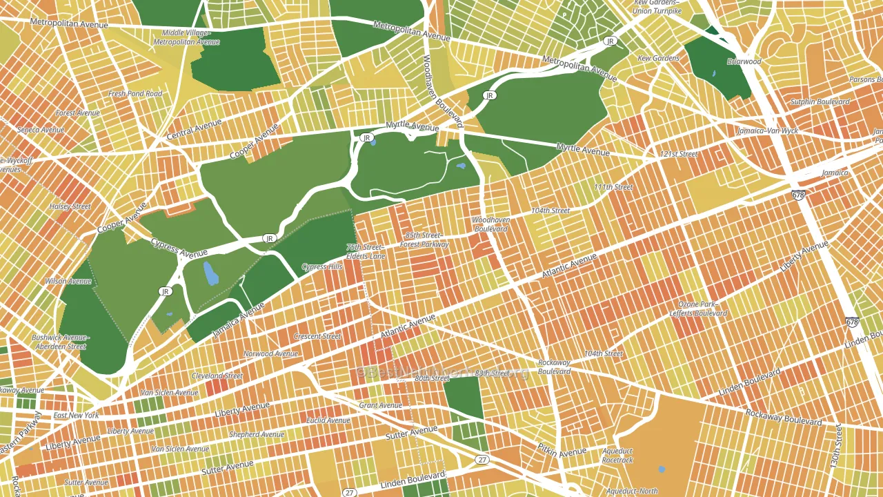 11421, NY block-group voter-turnout map