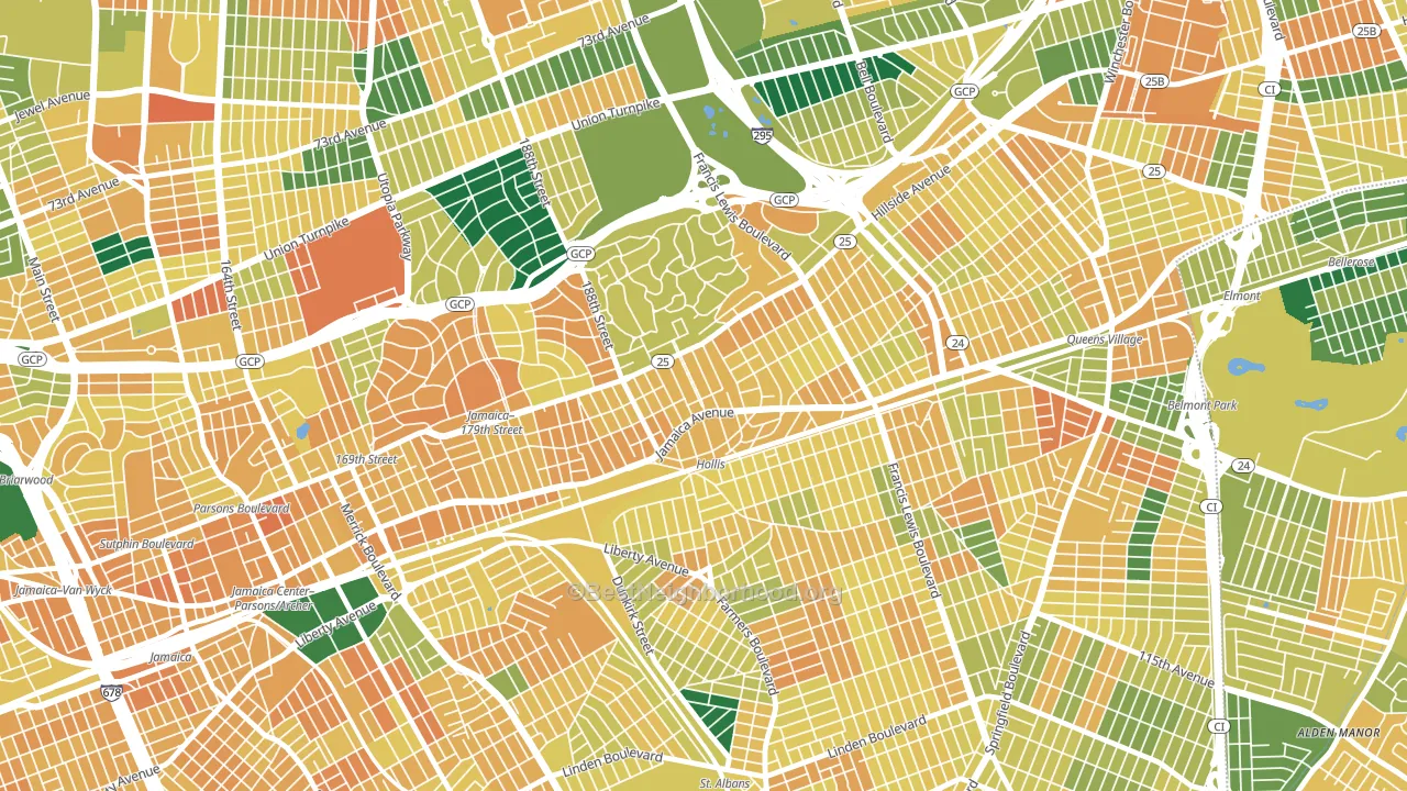 11423, NY block-group voter-turnout map