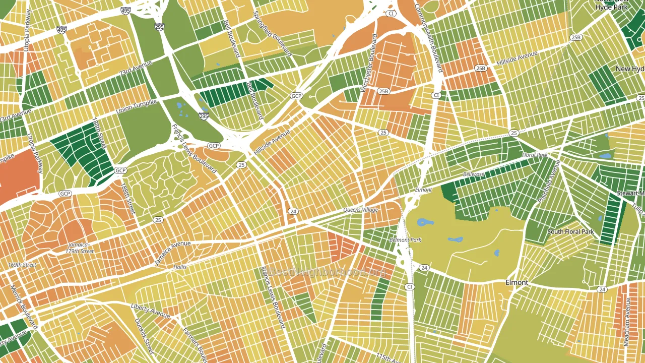 11428, NY block-group voter-turnout map