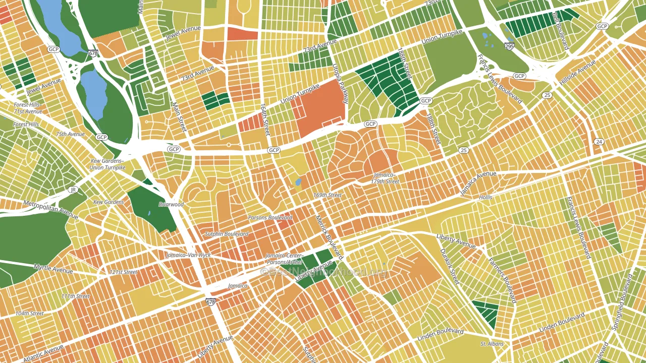 11432, NY block-group voter-turnout map