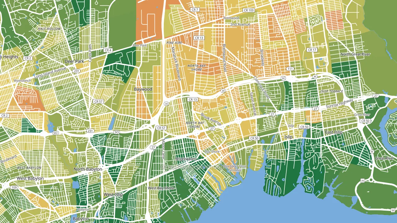 11706, NY block-group voter-turnout map
