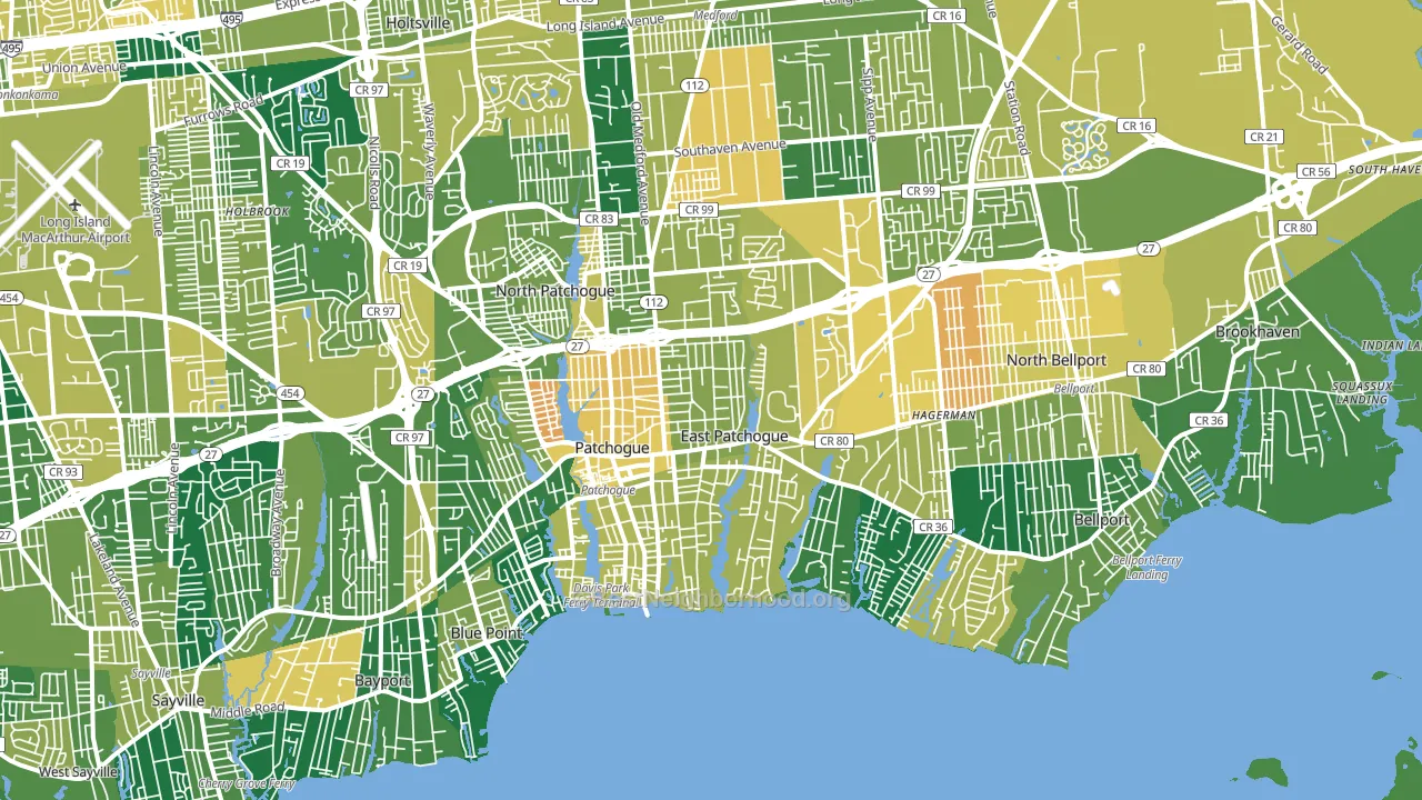 11772, NY block-group voter-turnout map