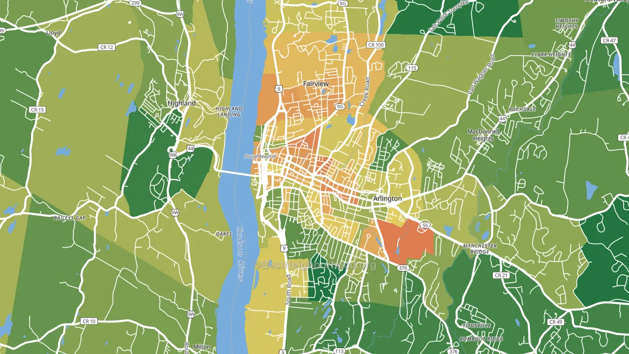 12601, NY block-group voter-turnout map