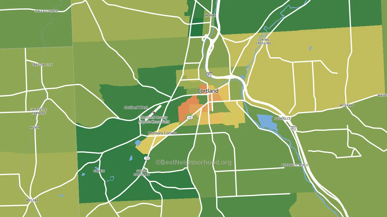 13045, NY block-group voter-turnout map