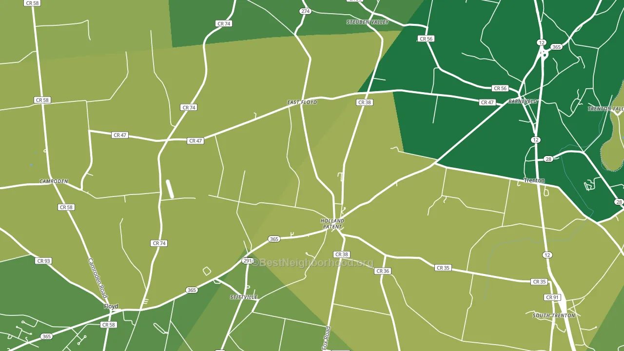 13354, NY block-group voter-turnout map