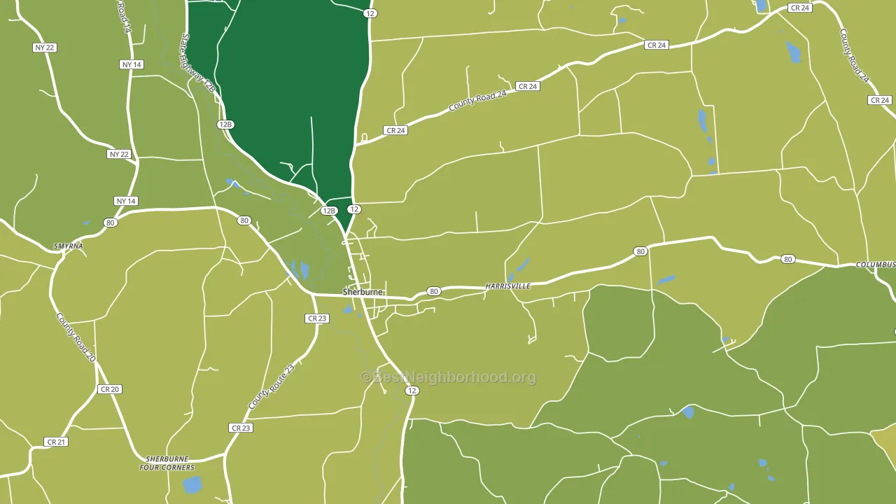 13460, NY block-group voter-turnout map