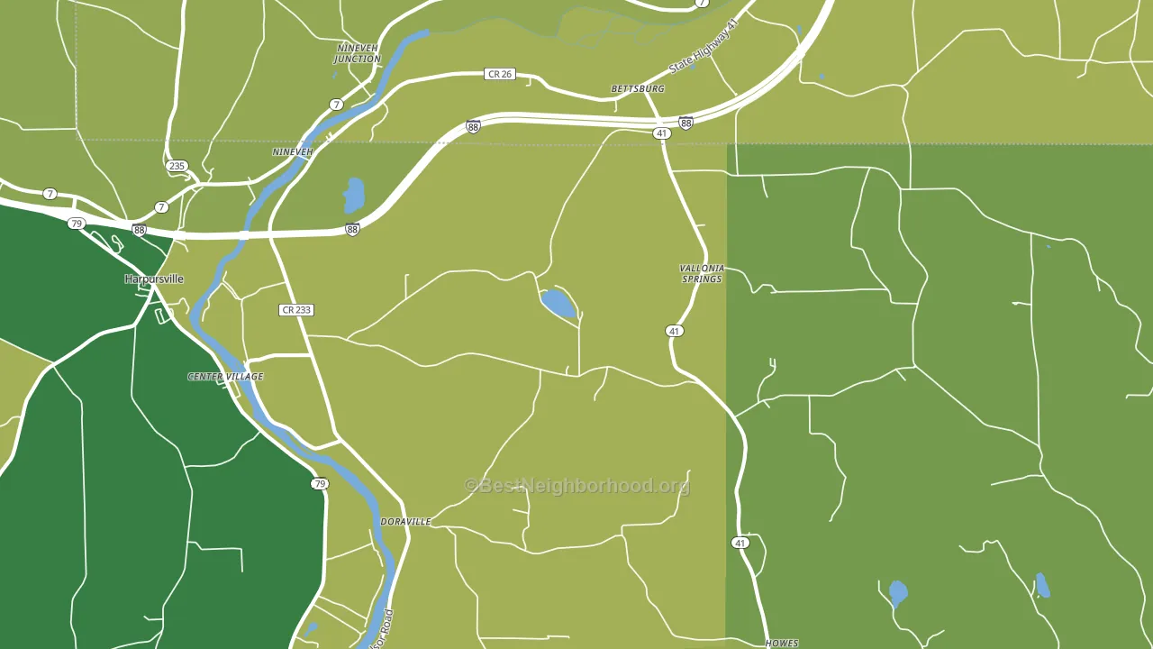 13813, NY block-group voter-turnout map