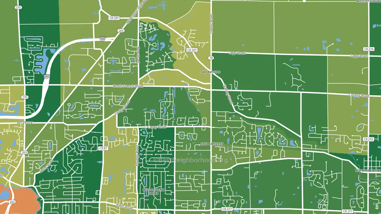 14051, NY block-group voter-turnout map