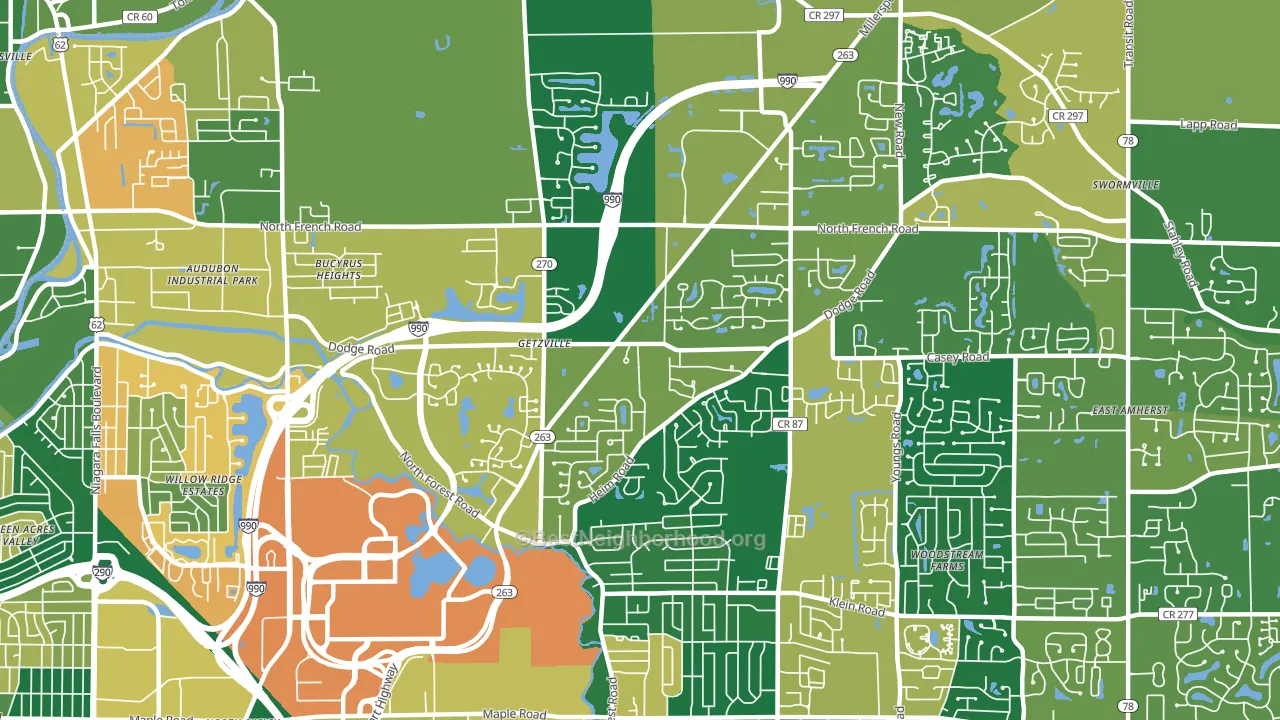 14068, NY block-group voter-turnout map