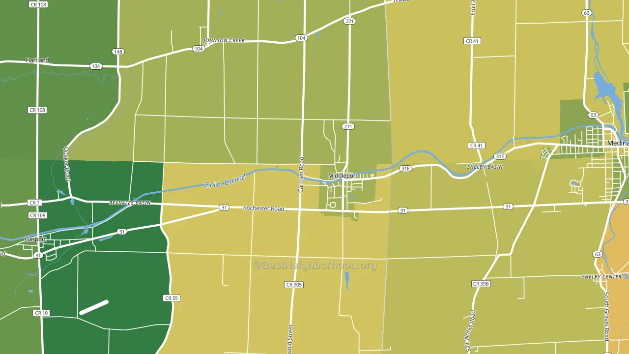14105, NY block-group voter-turnout map
