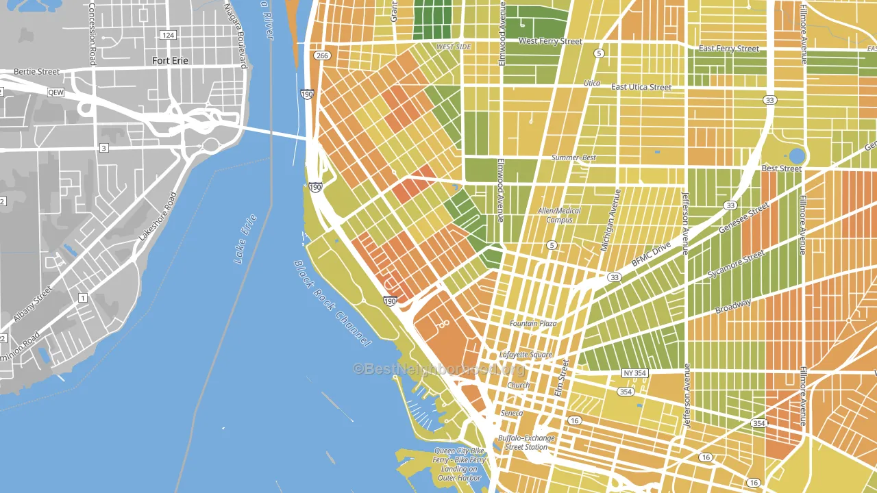 14201, NY block-group voter-turnout map