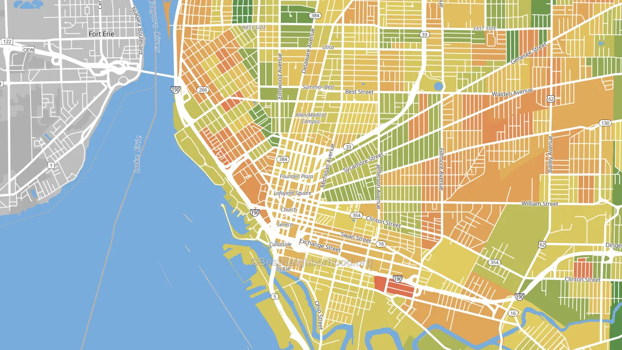 14203, NY block-group voter-turnout map