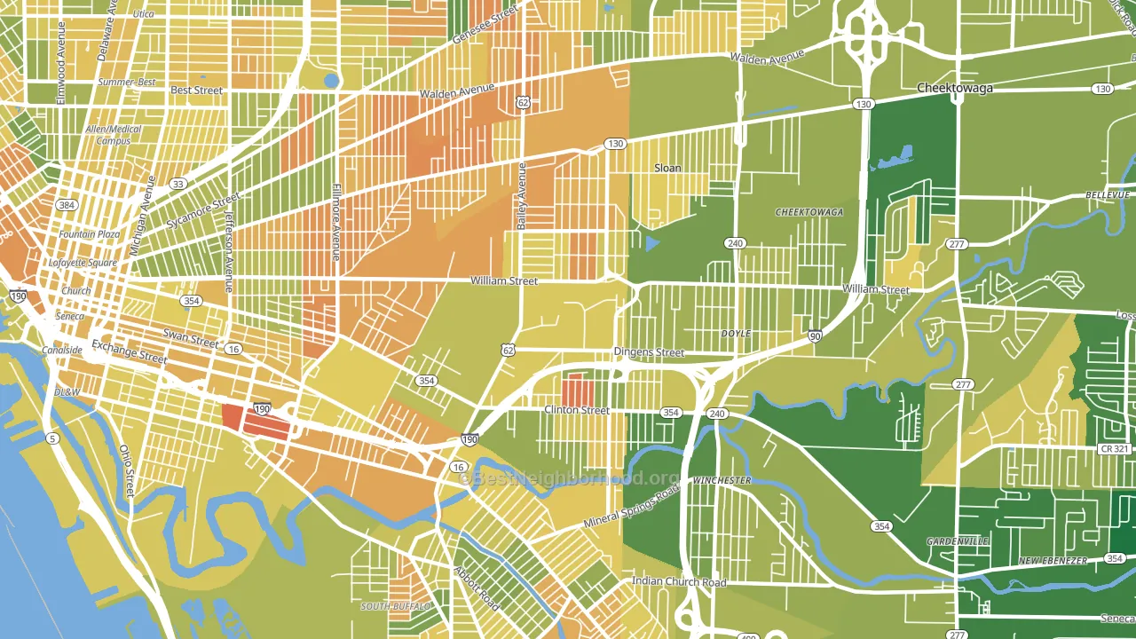 14206, NY block-group voter-turnout map