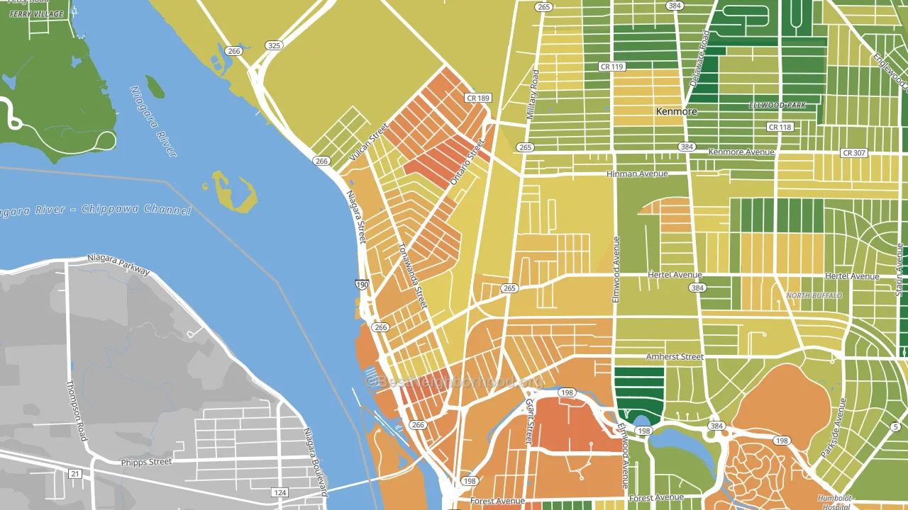14207, NY block-group voter-turnout map