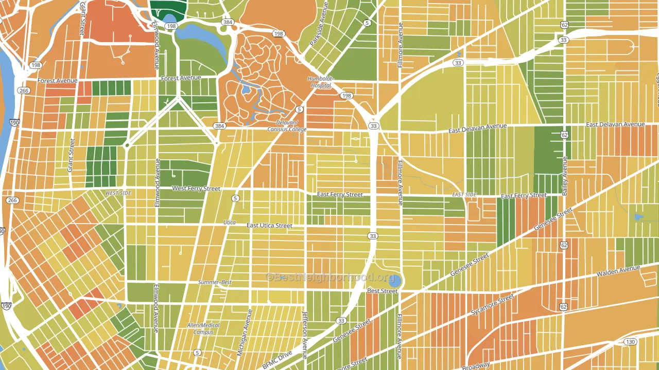 14208, NY block-group voter-turnout map