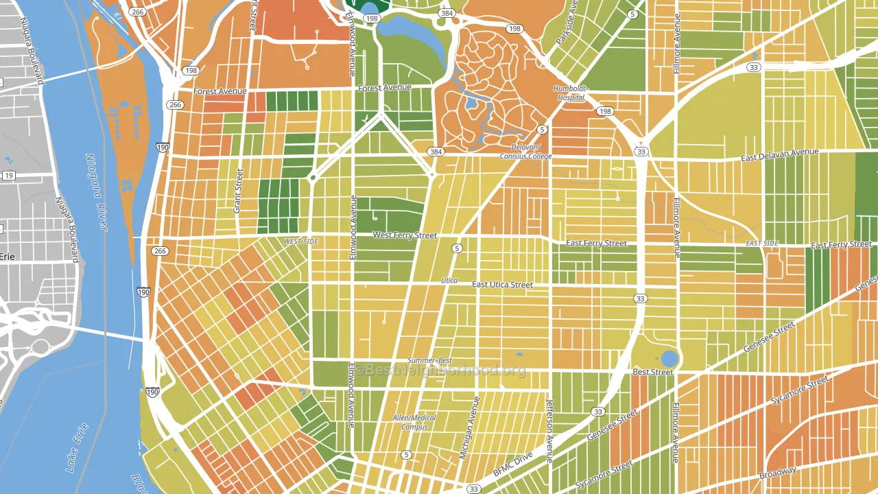 14209, NY block-group voter-turnout map
