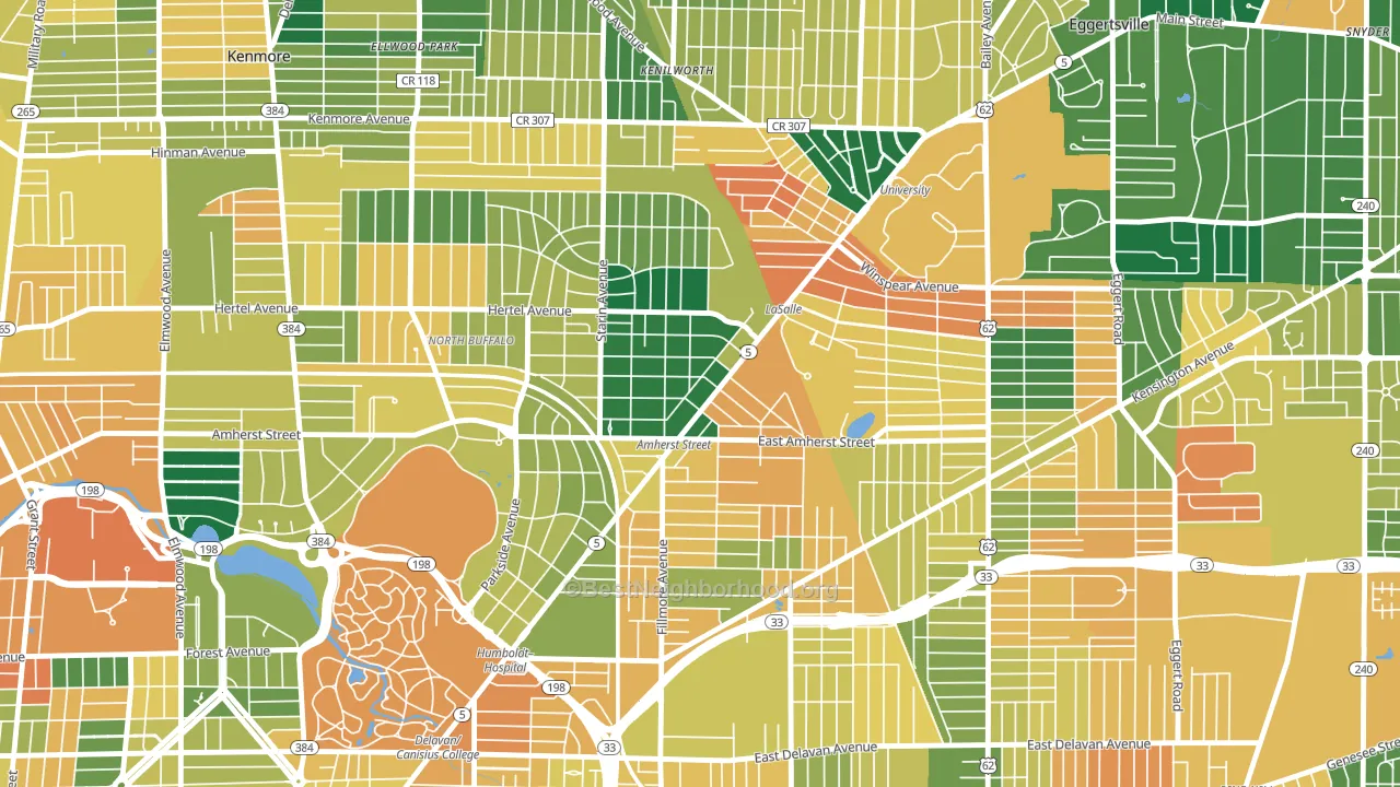 14214, NY block-group voter-turnout map