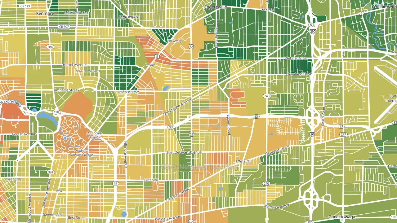 14215, NY block-group voter-turnout map