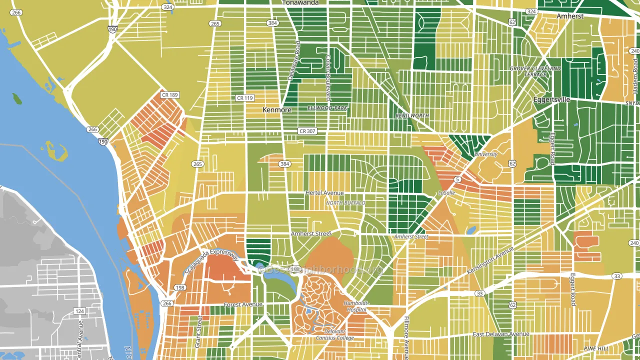 14216, NY block-group voter-turnout map