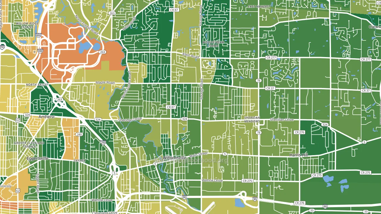 14221, NY block-group voter-turnout map