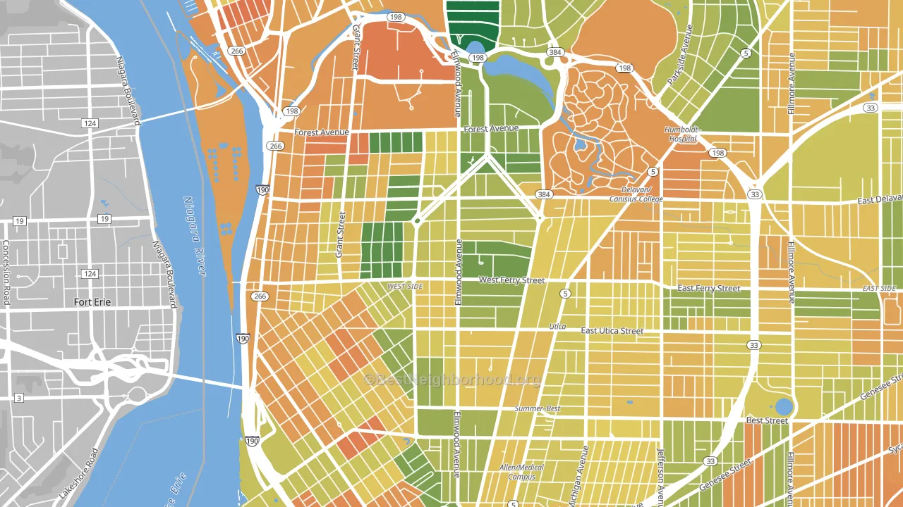 14222, NY block-group voter-turnout map