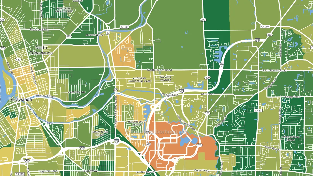 14228, NY block-group voter-turnout map