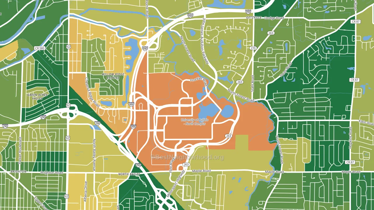 14261, NY block-group voter-turnout map